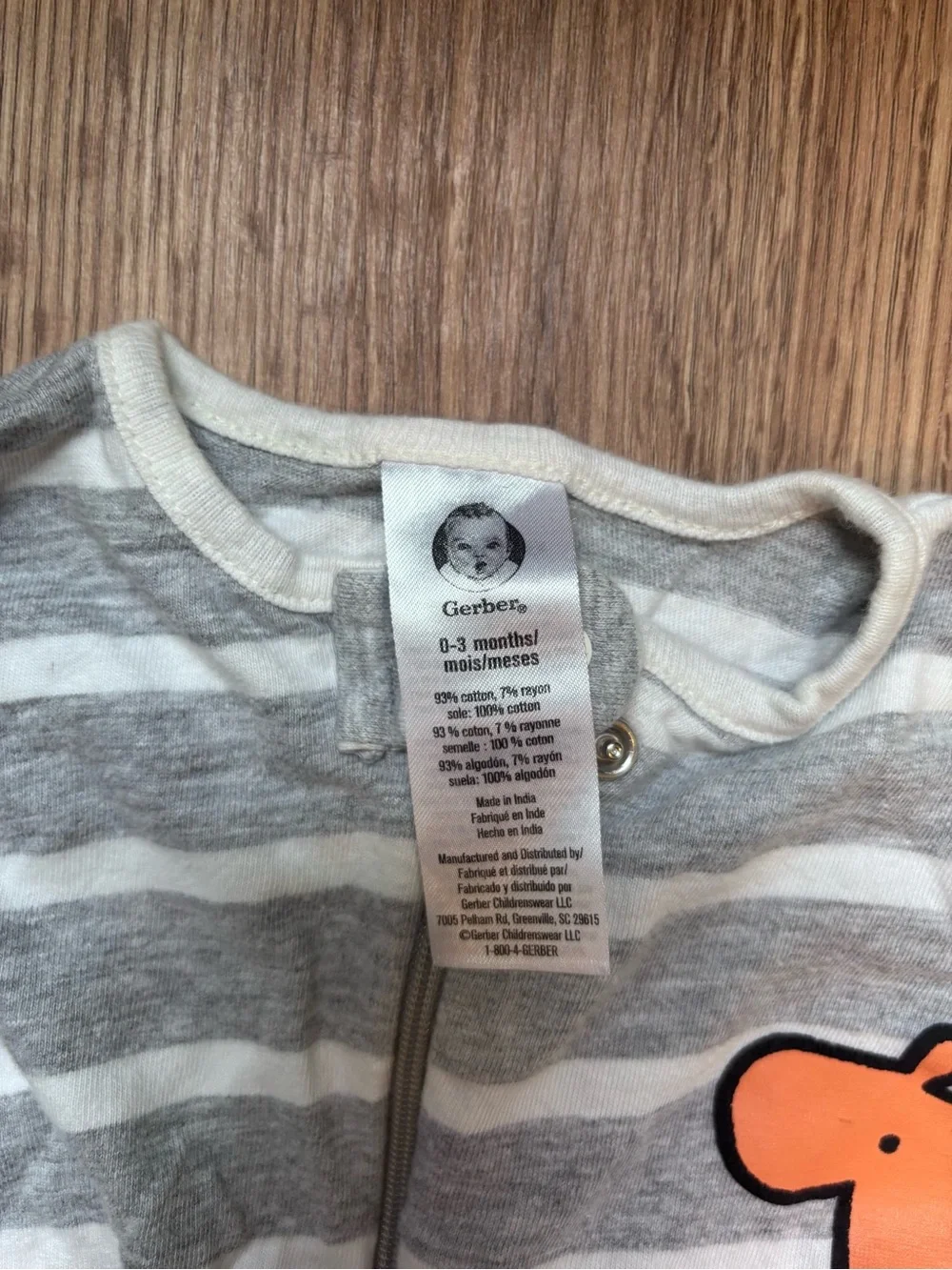 Set of 3 GERBER baby footie pajamas